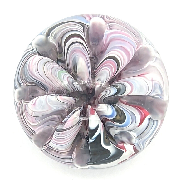 Vintage Bob St Clair Paperweight Pink Gray and White Tones with Embossed Mark - Picture 4 of 11